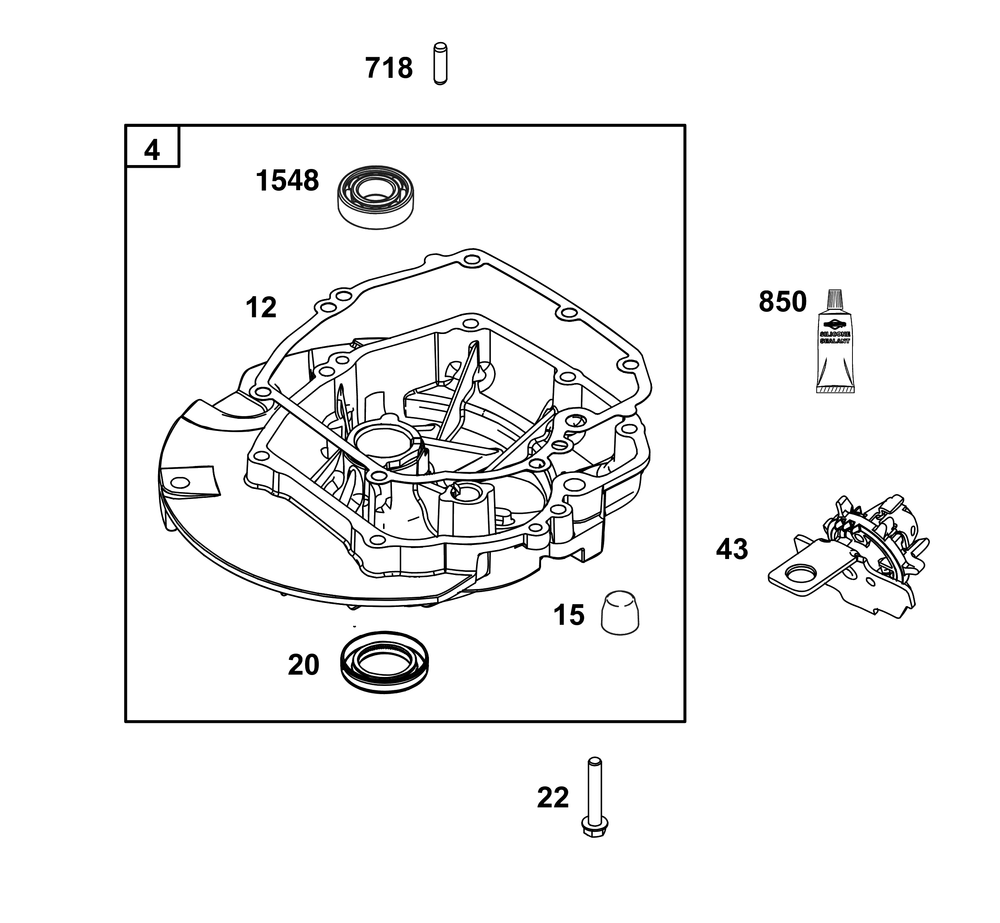 Crankcase Cover/Sump Group Diagram and Parts List for 123P32-0087-H5 100000 - 19Z999 Briggs and Stratton Engine